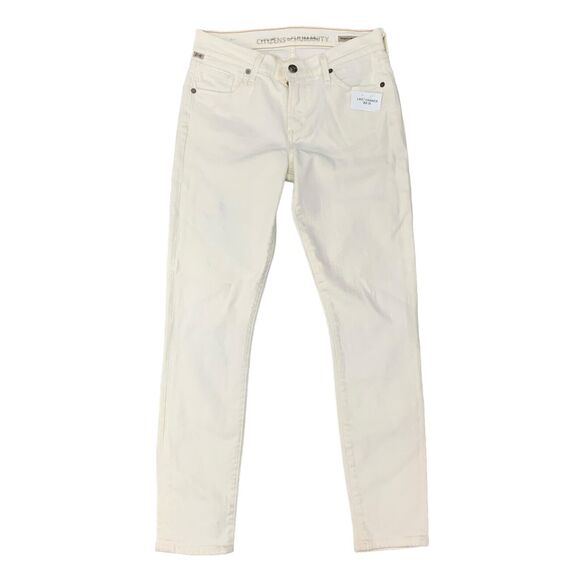 Citizens of Humanity Thompson Jeans Womens 25 Ivory Mid Rise Crop Skinny *READ - Picture 1 of 16